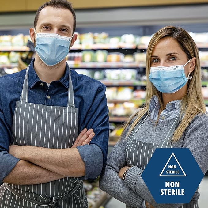 MED PRIDE Blue Medical Masks, Pack of 50 Face Masks, Disposable 3-Ply Earloop Masks, Breathable Non-Woven, Comfortable and Protective for Adults