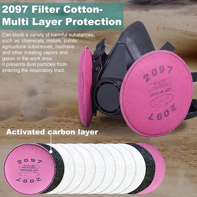 Reusable Respirator Mask with Activated carbon filter cottons for Gas, Organic Vapors