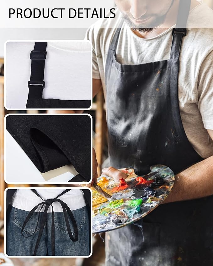 Xeoxarel Chef Apron for Men and Women, 31" x 27" Large with 36" Waist Ties, 2 Pockets, Durable Kitchen Cooking Aprons