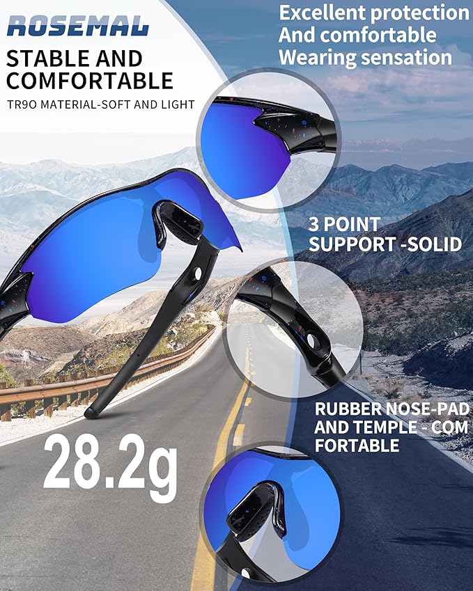 Polarized Sports Sunglasses for Men Women Youth Baseball Running Fishing Tennis Golf Cycling Driving Motor TAC UV400 TR90