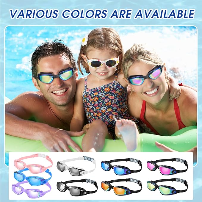 Yexiya 9 Pack Swim Goggles for Adult Anti Fog Swimming Glasses No Leaking UV Protection Pool party Goggles with Waterproof Earplug and Nose Clips for Men Women