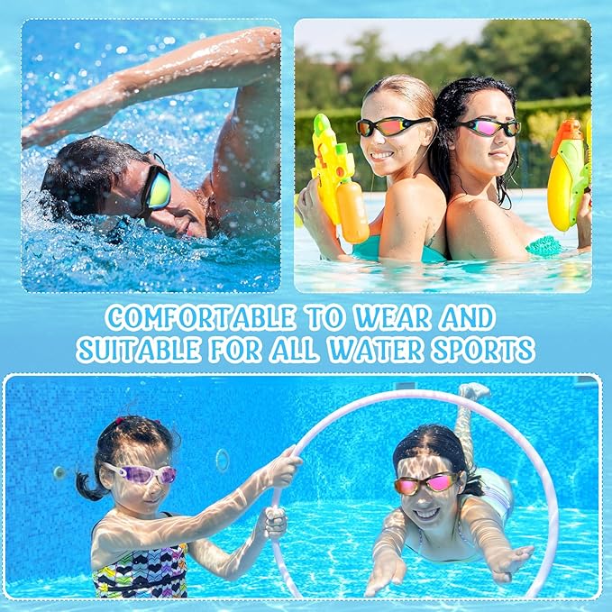 Konohan 8 Pack Kids Goggles Swim Goggles for Adult Kids Swimming Glasses Anti Fog Silicone No Leak Pool Glasses