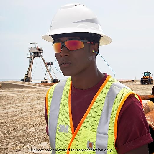 3M Hard Hat SecureFit H-801SFR-UV, White, Non-Vented Full Brim Style Safety Helmet with Uvicator Sensor, 4-Point Pressure Diffusion Ratchet Suspension, ANSI Z87.1
