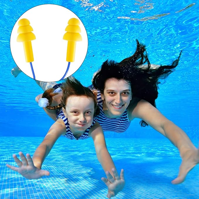 Frienda 50 Pairs Corded Ear Plugs Silicone Waterproof Ear Plugs for Sleeping Snoring Swimming Shooting Noise Cancelling and Hearing Protection