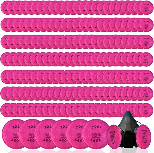 250PCS (125Pack) 2091 Filters for Respirator,Installed on Filter,Compatible with 6000 6200 6800 7000 FF-402 for Against Painting Welding Woodworking