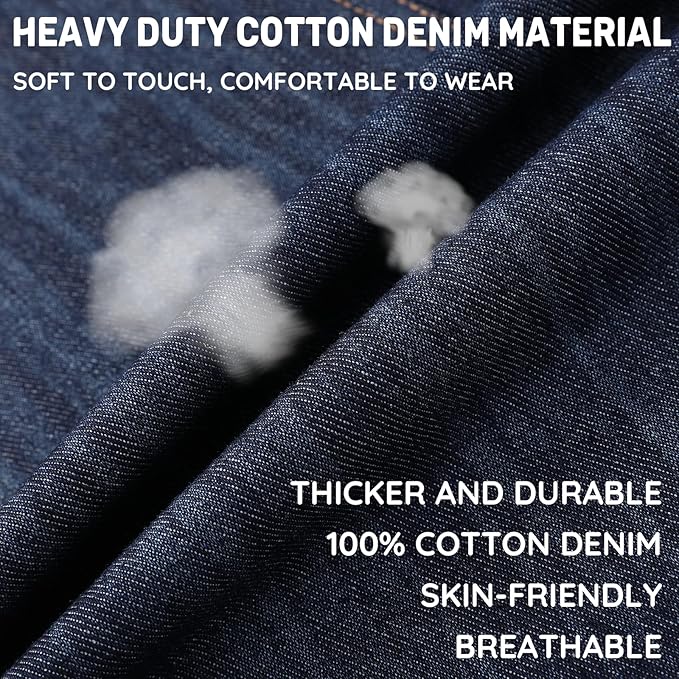 Cotton Denim Apron for Men Women, Professional Chef Apron with Large Pockets for Kitchen Cooking Gardening BBQ Hair Stylist Barista Restaurant, Heavy Duty Jean Work Apron Adjustable Size