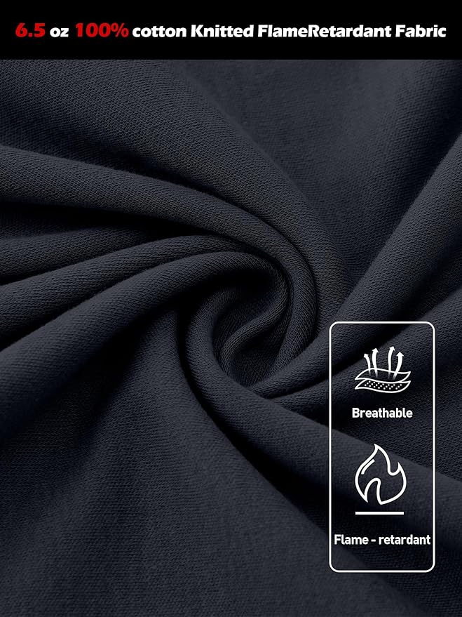 FR Shirts for Men 100% Cotton 5.5oz Lightweight NFPA2112/CAT2 Flame Resistant Shirts for Men Long Sleeve