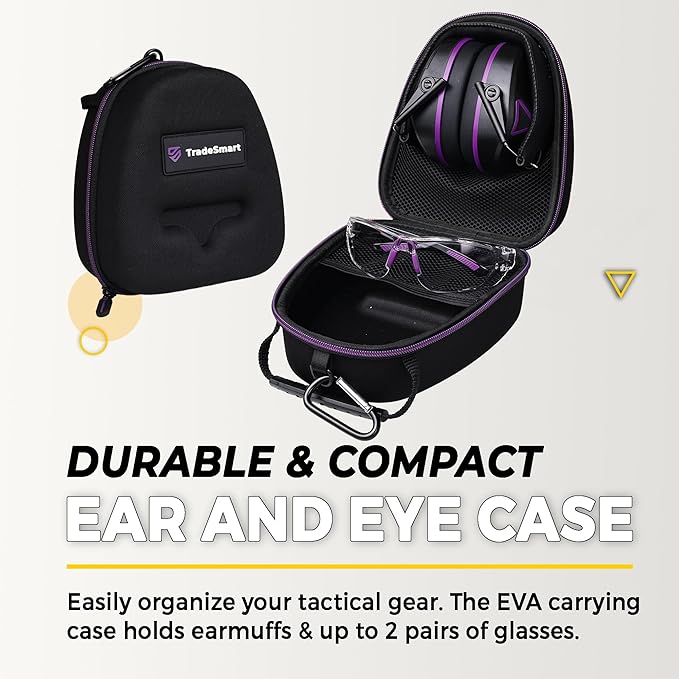 TradeSmart Complete Shooting Eye and Ear Protection: Electronic Earmuffs for Shooting, Range Glasses & Hard Carrying Case