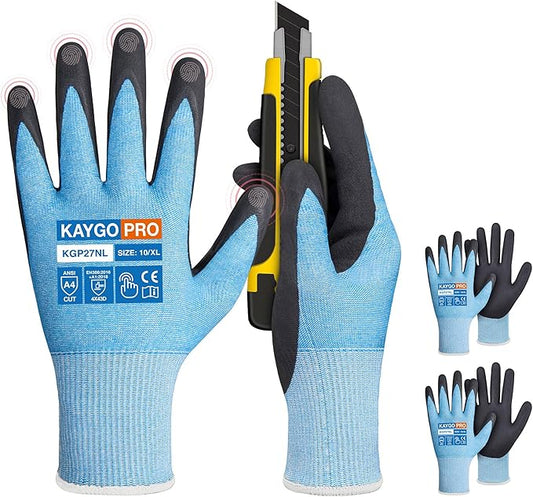KAYGO Cut Resistant Gloves Micro Finishing Nitrile Coated,ANSI Cut Level A4,KG22NB