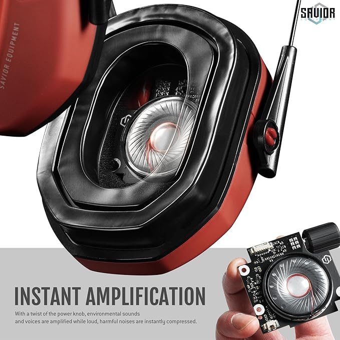 Savior Equipment Apollo Electronic Earmuffs For Shooting w/Gel Ear Pads, 24dB NRR, Noise Cancelling Ear Protection Headset