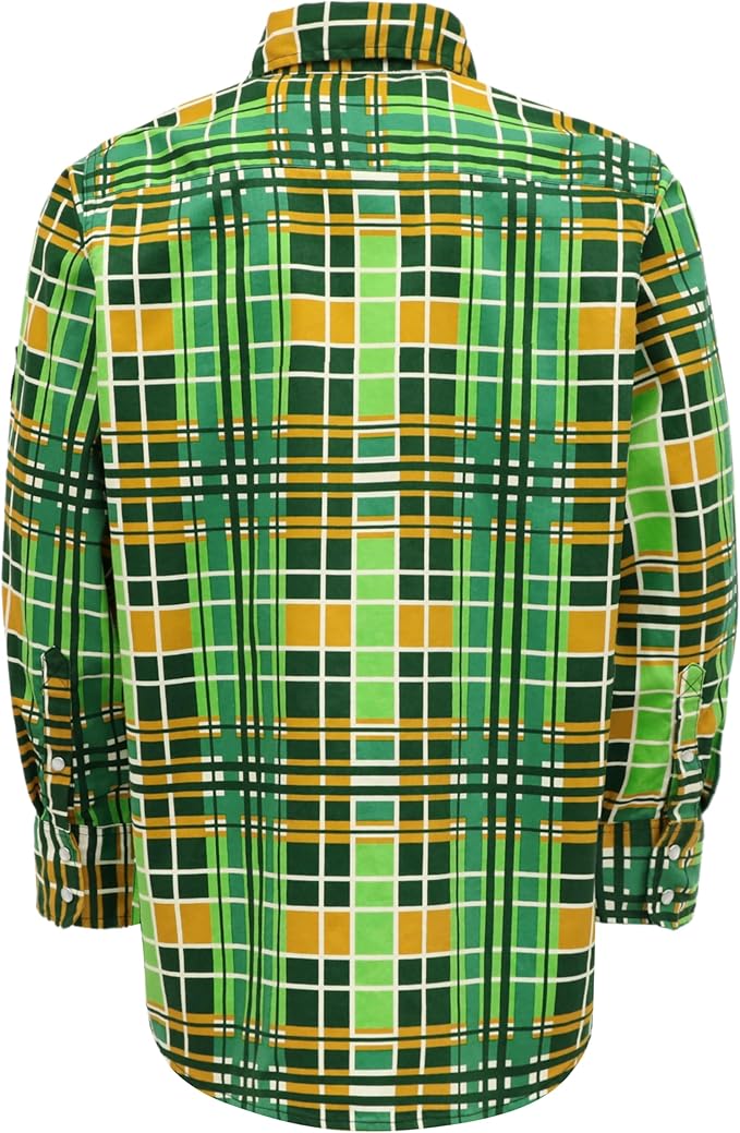 BOCOMAL FR Shirts Flame Resistant NFPA2112/CAT2 6.5oz Light Weight Printed Fire Retardant Plaid Shirt