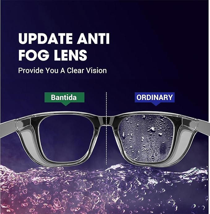 Anti-Fog Safety Glasses,Anti Blue Light Eyewear Protection Glasses For Women And Men (Black&gray)
