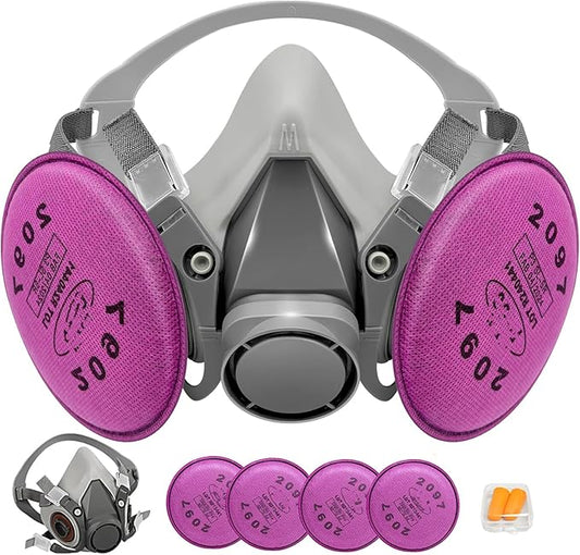Respirator Mask with Filters, Reusable Half Face Respirator Mask for Asbestos, Resin, Fume, Dust, Welding, Painting