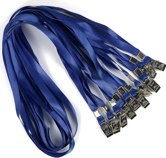 Bird Fiy Black Lanyards 100 Pack 34" Premium Lanyard Bulldog Clips Bulk Nylon Flat Lanyard with Badge Clip