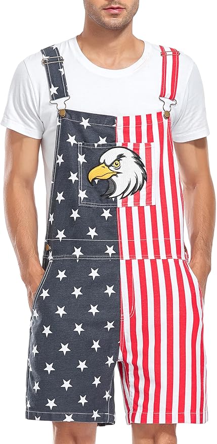 Unisex Printed Overalls Shorts Romper Festival Jumpsuits Work Bibs Coveralls Gifts for Men and Women