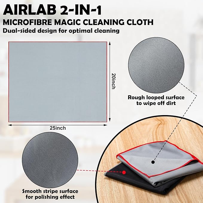 6 Pcs Wine Glass Polishing Cloths Large Microfiber Cleaning Cloths 25 x 20 Inch Lintless Towels for Drying Wine Glasses Cleaning Window Stemware Dishes Glassware (Black, Gray)