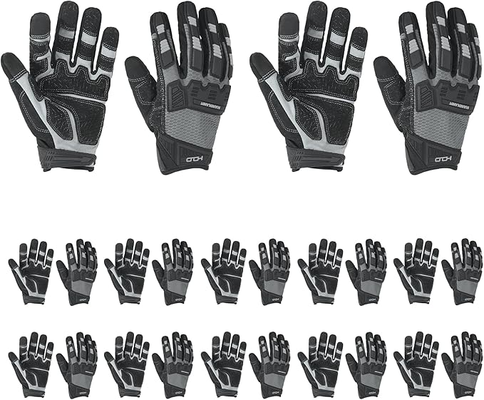HANDLANDY Mens Work Gloves Touch screen, Utility Mechanic Gloves, Flexible Breathable Fit- Padded Knuckles & Palm