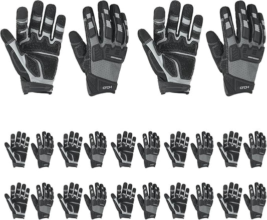 HANDLANDY Mens Work Gloves Touch screen, Utility Mechanic Gloves, Flexible Breathable Fit- Padded Knuckles & Palm