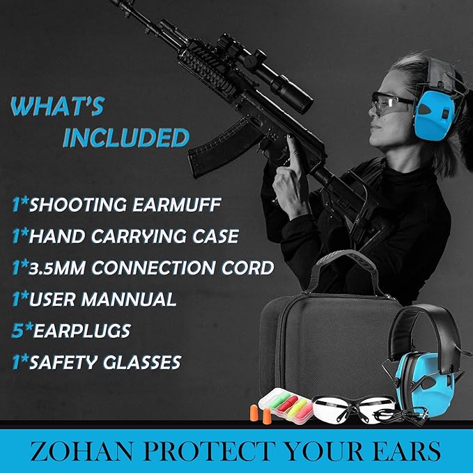 ZOHAN EM054 Electronic Ear Protection for Shooting Range with Sound Amplification Noise Reduction, Ear Muffs for Gun Range