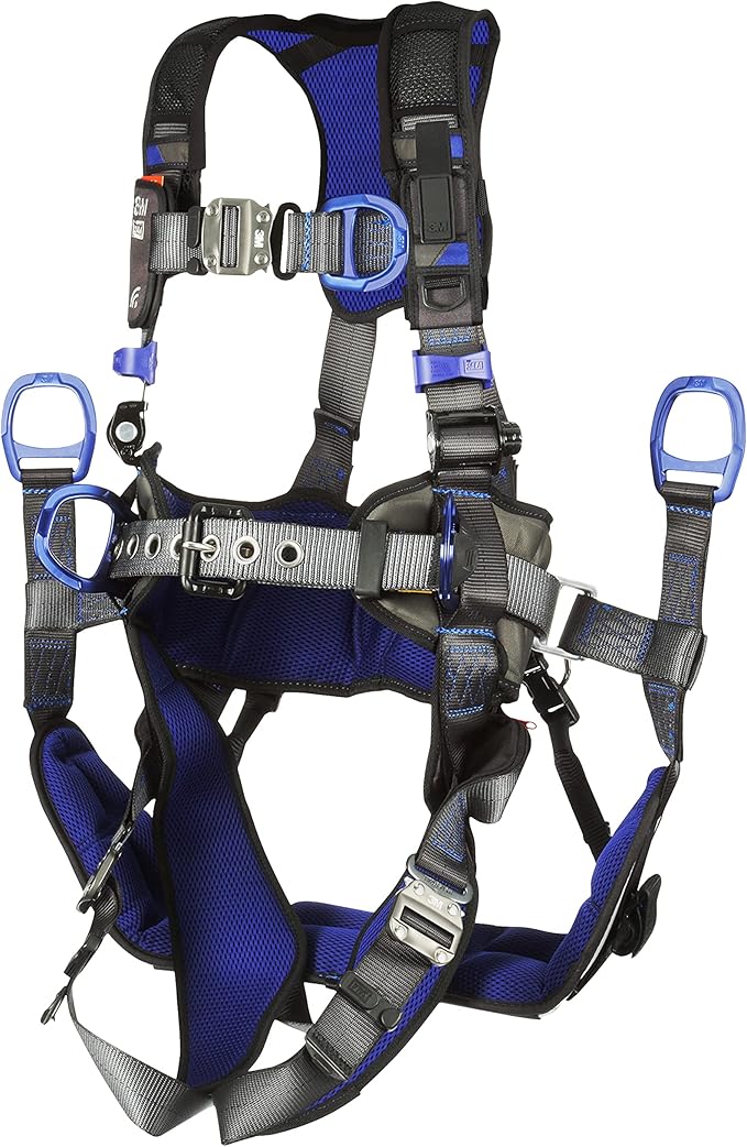 3M 1113192 DBI-SALA ExoFit X300 Comfort Tower Climbing Positioning Suspension Safety Harness, Telecommunications Fall Protection,Back,Front,Hip D-Rings,Auto-Locking Quick Connect Leg,Chest Buckles, L