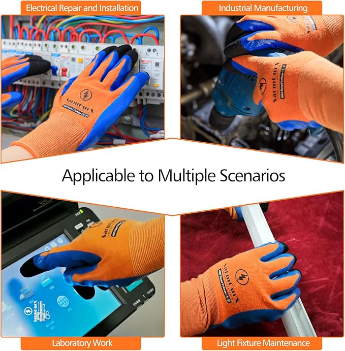 Electrician Gloves 400V Insulated Safety Gloves for Electrical Work Flame Retardant Non-slip Rubber Design Prevent Electric