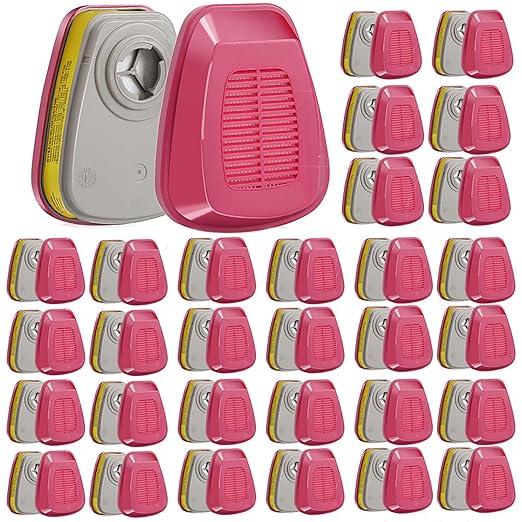 30Pair Respirator Filters - 60923 Filter Cartridges for Respirator Mask, Gas Mask Filters for Chemical, Dust, Paint, Organic Vapors Gas, Acid Gases Particulates Filter, Painting Woodworking