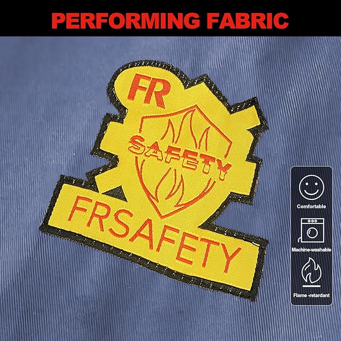 FR Shirts for Men 7oz Hi Vis Fire Resistant Shirts NFPA CAT2 Welding Shirt 100% Cotton Flame Resistant Shirt Light Blue(Large)