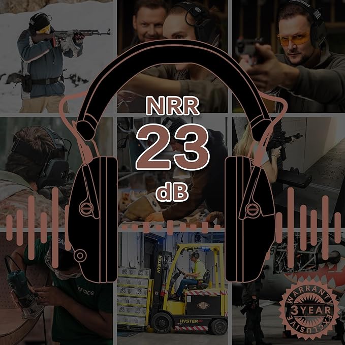 PROHEAR 2 Pack Electronic Ear Protection for Shooting with 4X Sound Amplification, Gun Range Hearing Protection Muffs, NRR 23dB Noise Reduction Headphones for Hunting, Green and Brown