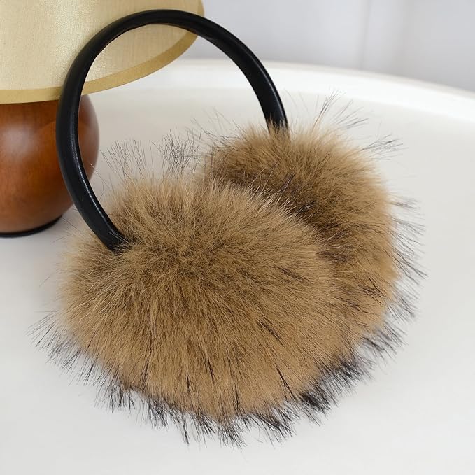 Women's Faux Fur Ear Muffs For Winter Women - Warm Faux Fur Fuzzy Ear Muffs Windproof Cold Weather Ear Warmers