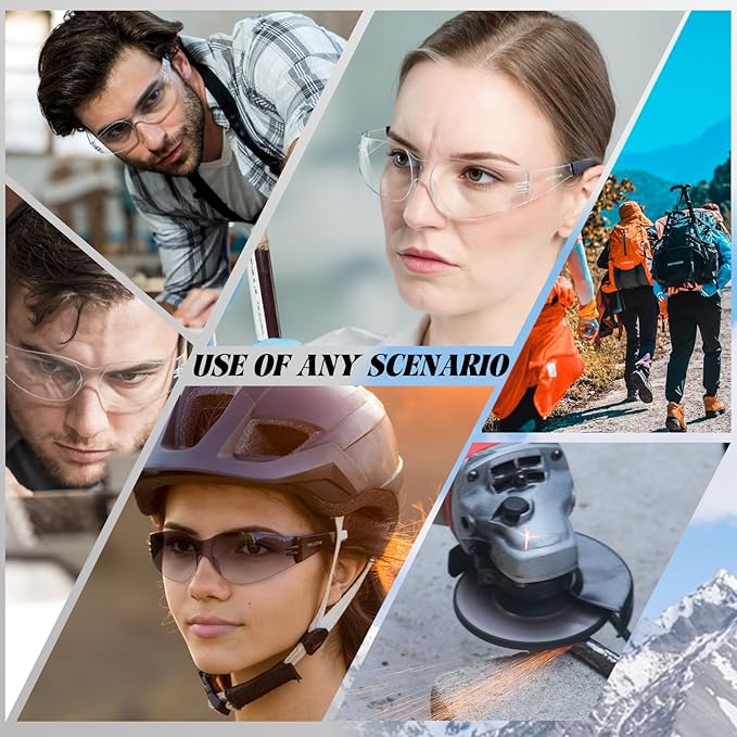 Safety Glasses Bulk ANSI Z87.1, Wrap Around Resistant Scratch Eye Protective Eyewear for Men Women Work Lab