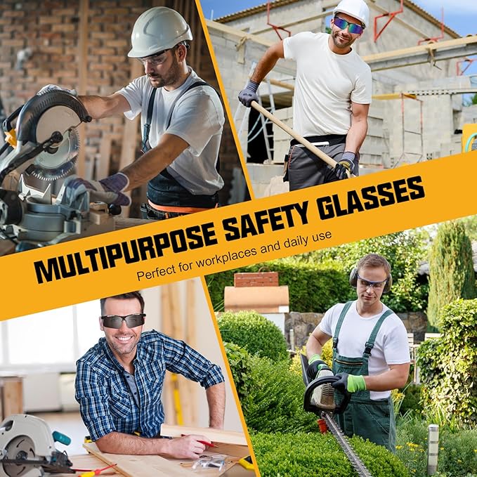 OXG Tinted Safety Glasses for Men Women, ANSI Z87.1 Unisex Safety Sunglasses Impact Resistant Protective Eyewear