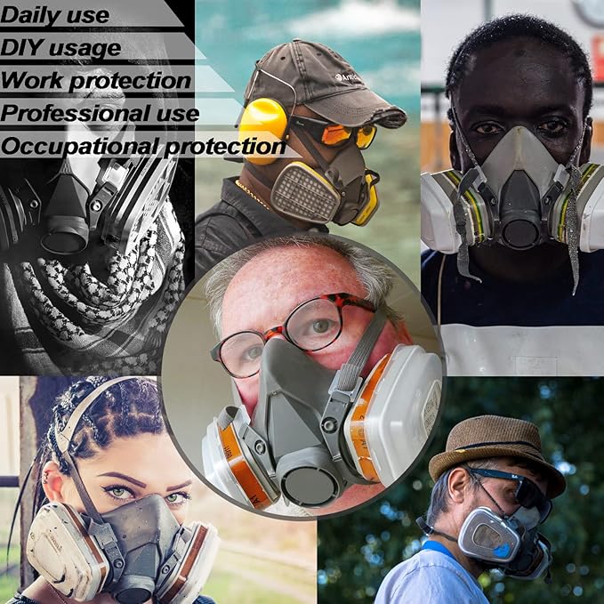 RANKSING Respirator Mask with Filters and Safety Glasses to Against Dust Gases while Painting Spraying