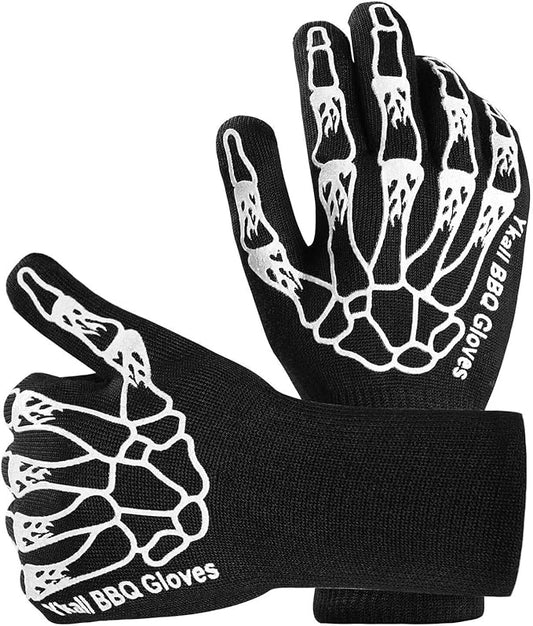 BBQ Grilling Gloves, Oven Gloves 1472°F Extreme Heat Resistant Grill Gloves, 14" Food Grade Kitchen Oven Mitts, Non-Slip Cooking Hot Gloves for Barbecue, Cooking, Cutting, Baking, Welding