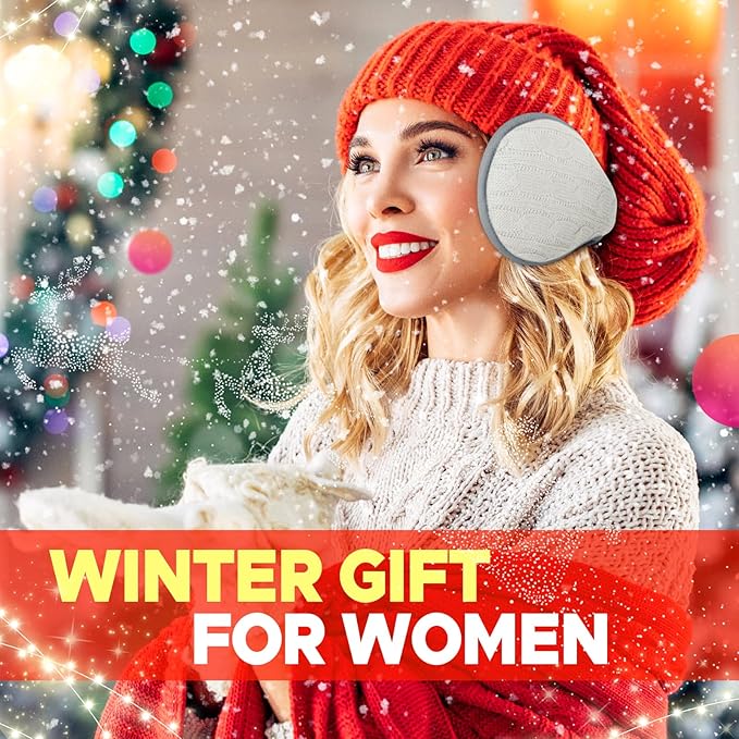 Venswell Knit Ear Muffs for Winter Women Men Soft Earmuffs Cold Weather Fleece Ear Warmers Cover Foldable & Adjustable