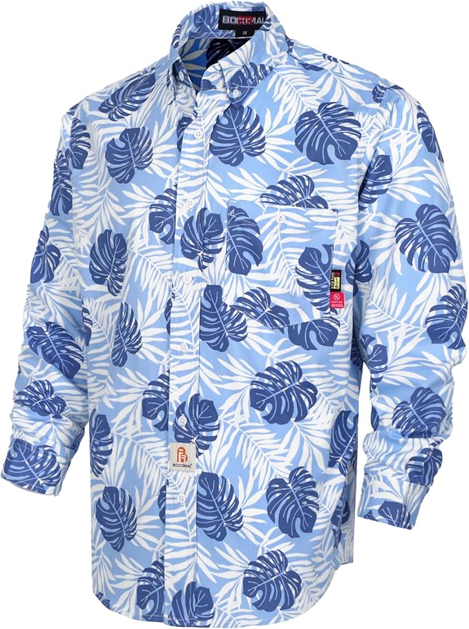 BOCOMAL FR Shirts Printed Paisley/Hawaii Lightweight Pearl Snaps/Button Down Flame Resistant NFPA2112 CAT2 Work Shirt