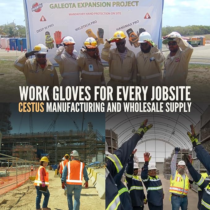 Cestus 3207, ANSI A7 Cut-Resistant Impact Gloves (1,3,10,50 pairs) Heavy Duty Work Gloves Extrication Construction Demolition