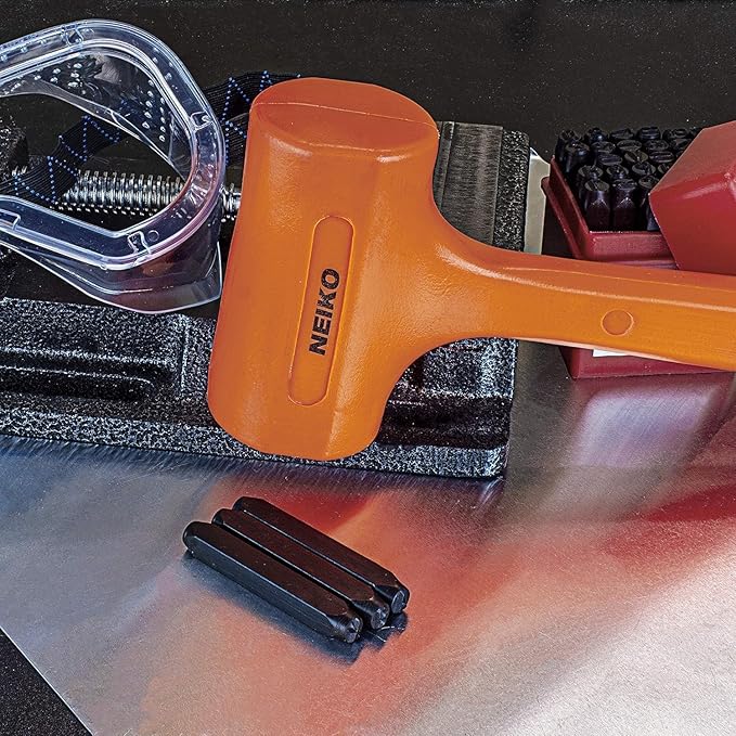 NEIKO 02848A 3 LB Dead Blow Hammer, Neon Orange | Unibody Molded | Checkered Grip | Spark and Rebound Resistant