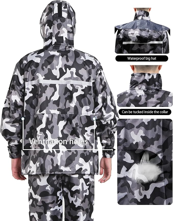 iCreek Rain Suit Waterproof Jacket and Trouser Suit Raincoat for Men and Women Outdoor All-Sport Breathable Anti-storm