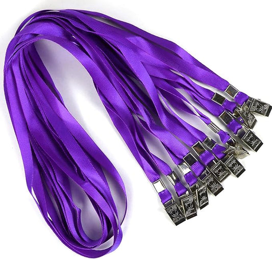 Bird Fiy Black Lanyards 100 Pack 34" Premium Lanyard Bulldog Clips Bulk Nylon Flat Lanyard with Badge Clip