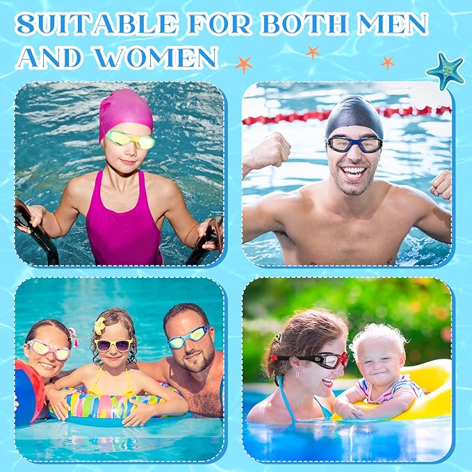 Xuhal 12 Pack Swim Goggles for Adult Anti Fog Swimming Glasses Leak Proof Swim with 12 Waterproof Nose Clips