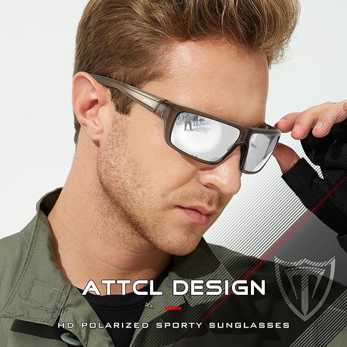 ATTCL Polarized Wrap Fishing Sunglasses Men - Driving Sports Glasses UV Protection