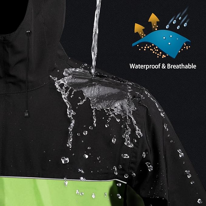iCreek Motorcycle Rain Suit for Men and Women Waterproof Anti-storm Raincoat High Visibility Rain Gear