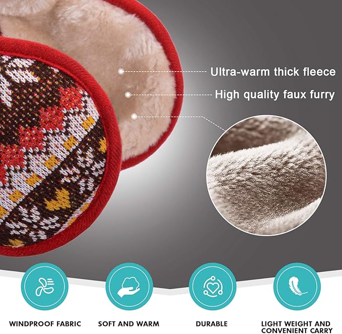 Venswell Knit Ear Muffs for Winter Women Men Soft Earmuffs Cold Weather Fleece Ear Warmers Cover Foldable & Adjustable