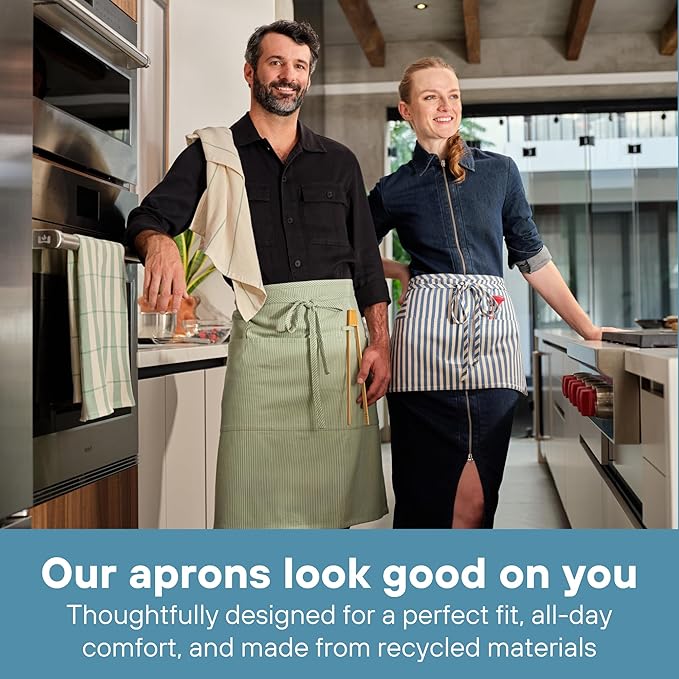 MEEMA Bistro Half Apron for Men & Women | Half Aprons for Women With Pockets | Delantales Para Meseros | Waitress Aprons | Server Apron with Pocket