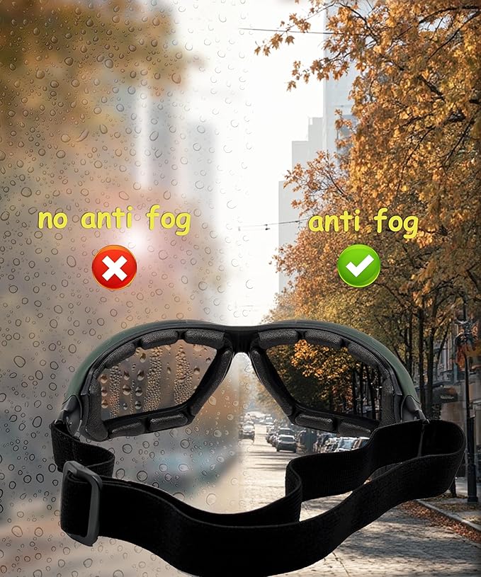 Powersports Glasses Safety Motorcycle Goggle, Anti-fog, Wrap around, Windproof, Hunting, Riding, Mowing,Men and Women