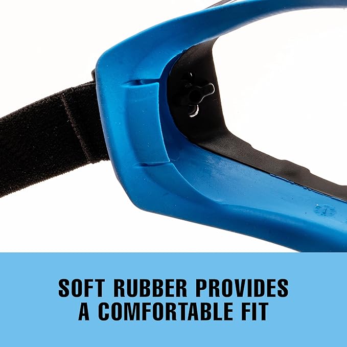 SolidWork Safety Goggles Anti-Fog Clear Lens with Adjustable Elastic Headband. Protective Eyewear for Men & Women
