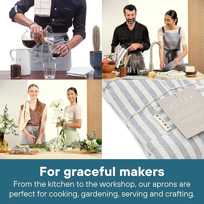 MEEMA Bistro Half Apron for Men & Women | Half Aprons for Women With Pockets | Delantales Para Meseros | Waitress Aprons | Server Apron with Pocket