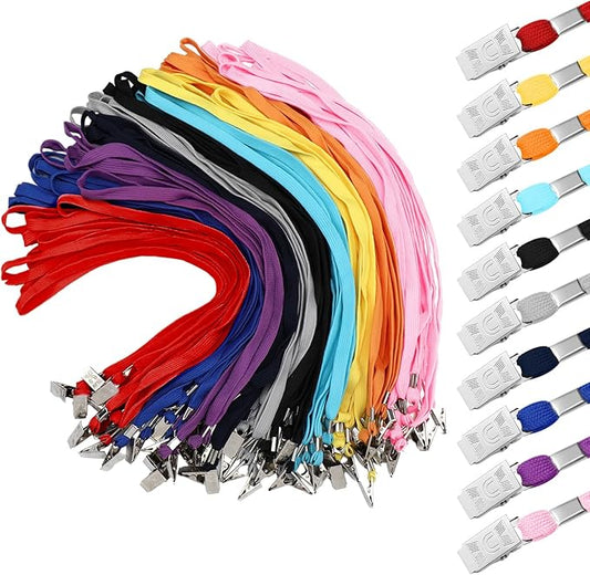 Hoolerry 300 Pcs Lanyards Clips Bulk for ID Name Badge Holder Lanyards Flat with Swivel Hook for Office School(Multicolor)