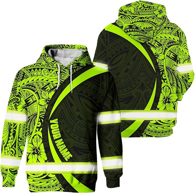 Matedecor Skull High Visibility Shirt Men Reflective Safety Shirts US Flag Custom Name Workwear, Runners, Walkers, Patriotic