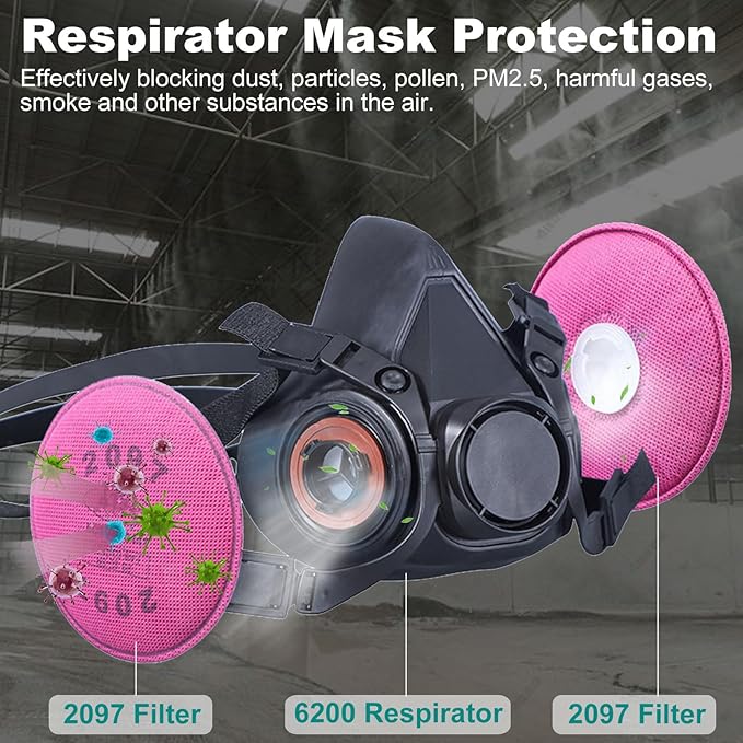 Reusable Respirator Mask with Activated carbon filter cottons for Gas, Organic Vapors
